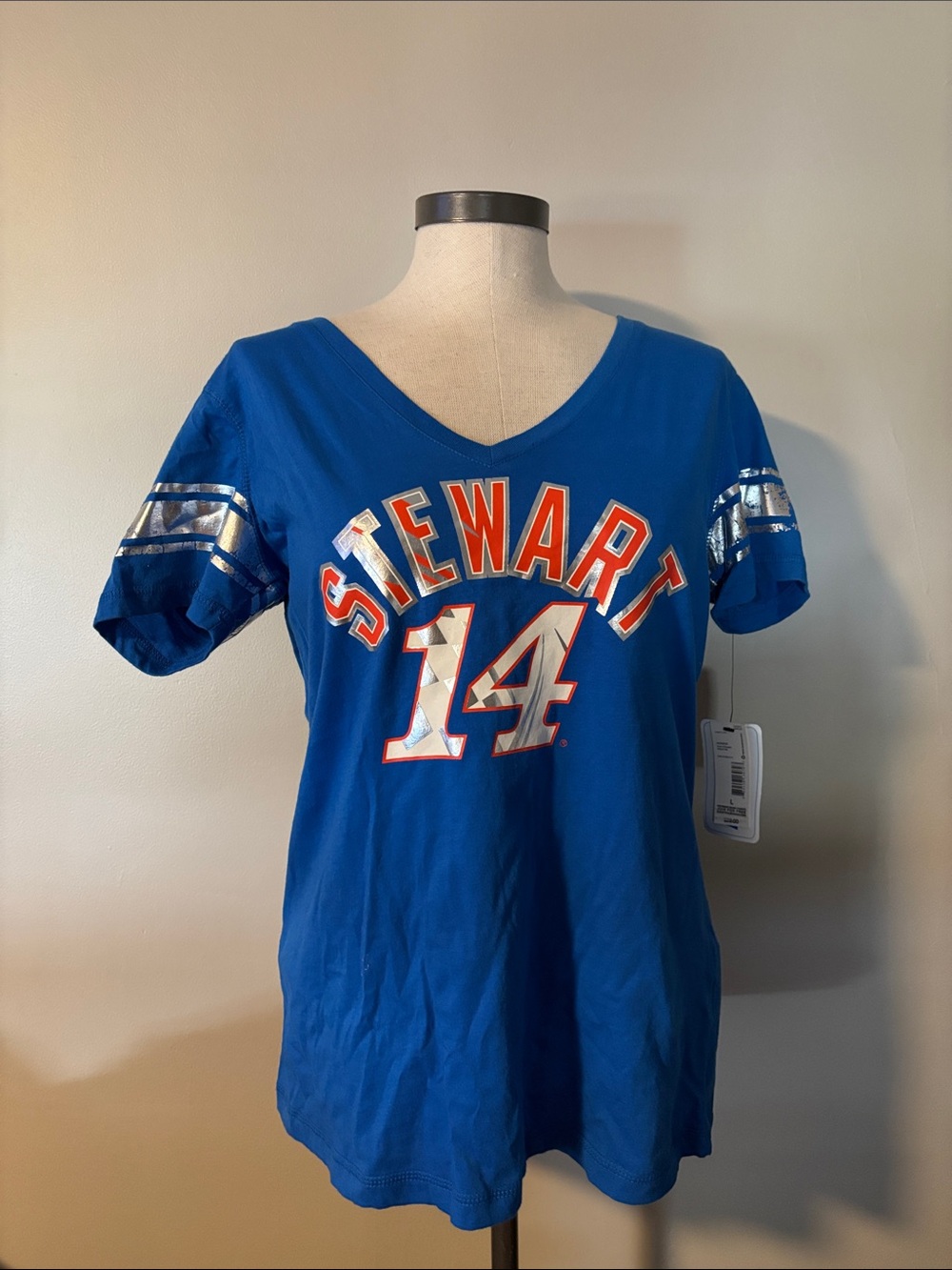 Nascar Blue 'Stewart 14' Women's V-Neck Graphic Tee